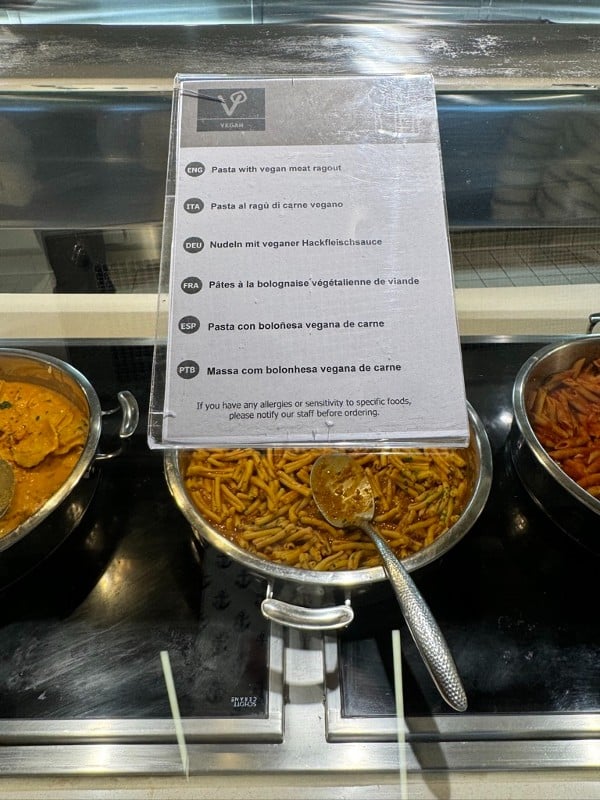 vegan buffet on MSC Cruises