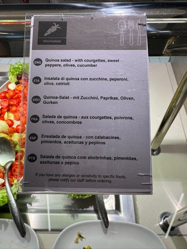 vegetarian buffet on MSC Cruises