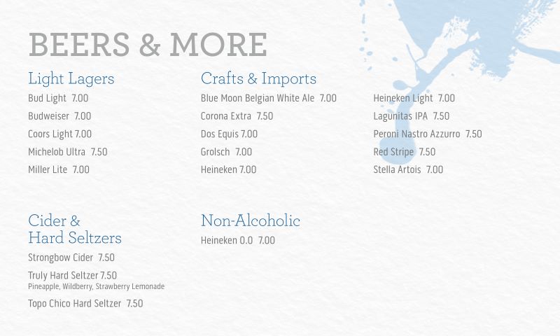 Princess Cruises beer menu