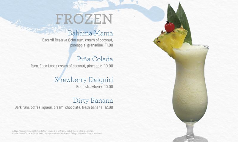 princess cruises frozen cocktail menu