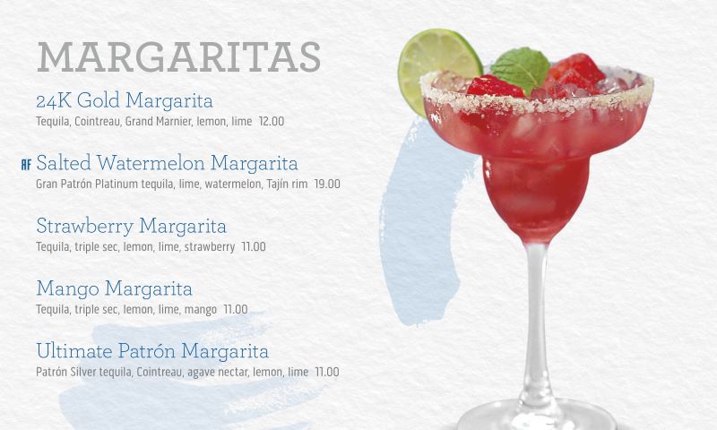 princess cruises margaritas menu