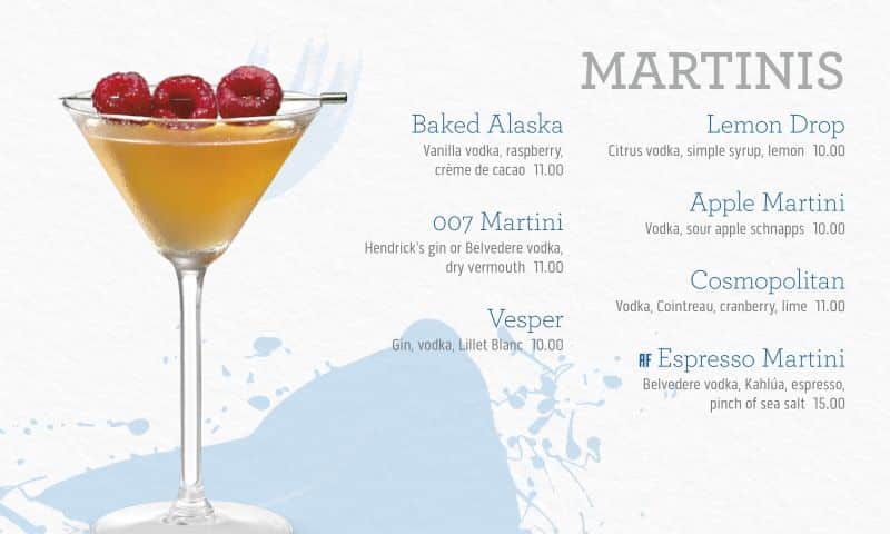 princess cruises martinis menu