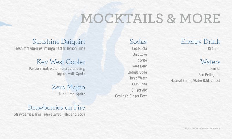 princess cruises non-alcoholic menu