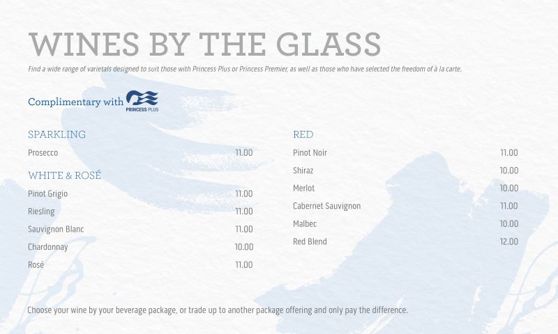 Princess cruises wine menu