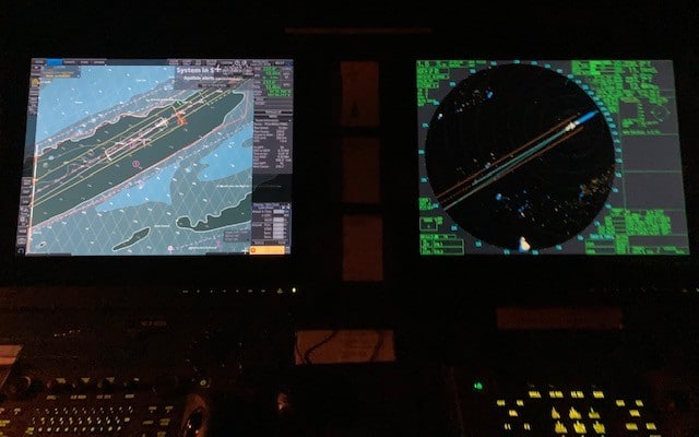 Radar and Electronic Chart Display and Information System on a ship