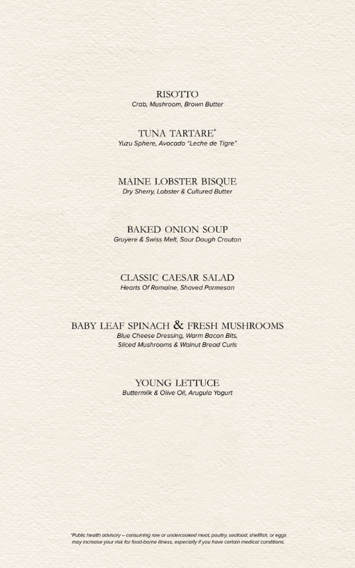 Carnival Steakhouse Menu