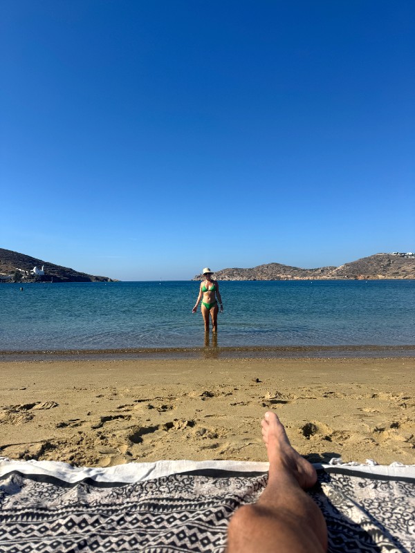 Me on a bech in Greece