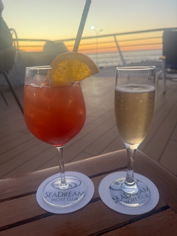watching the sunset with cocktails