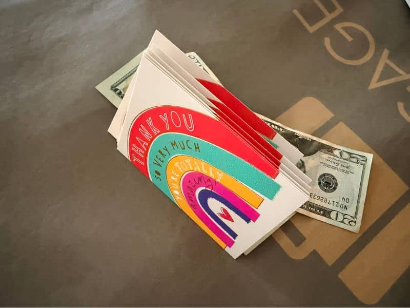 thank you cards with cash