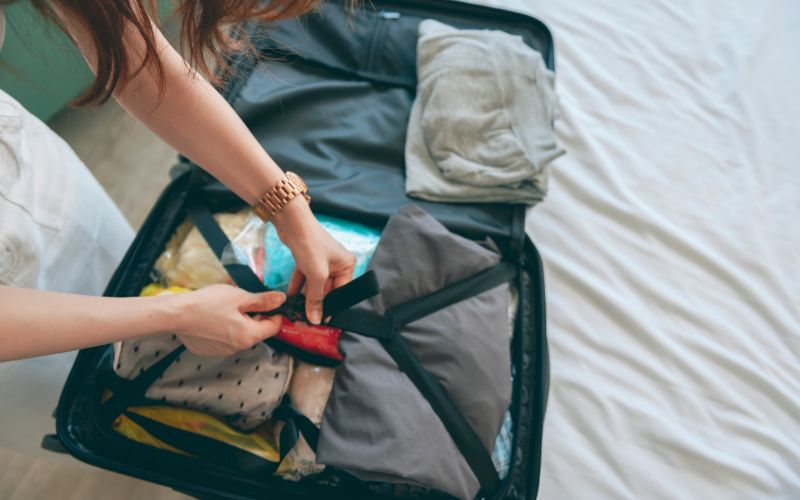 unpacking a suitcase