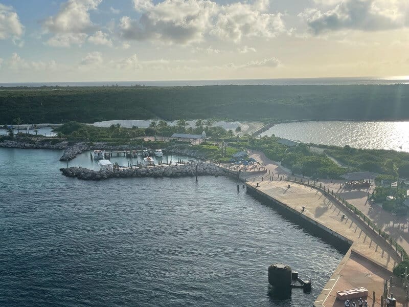 View od Castaway Cay from the aft of the Disney Wish