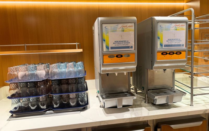 water machines in the buffet on Costa Smeralda